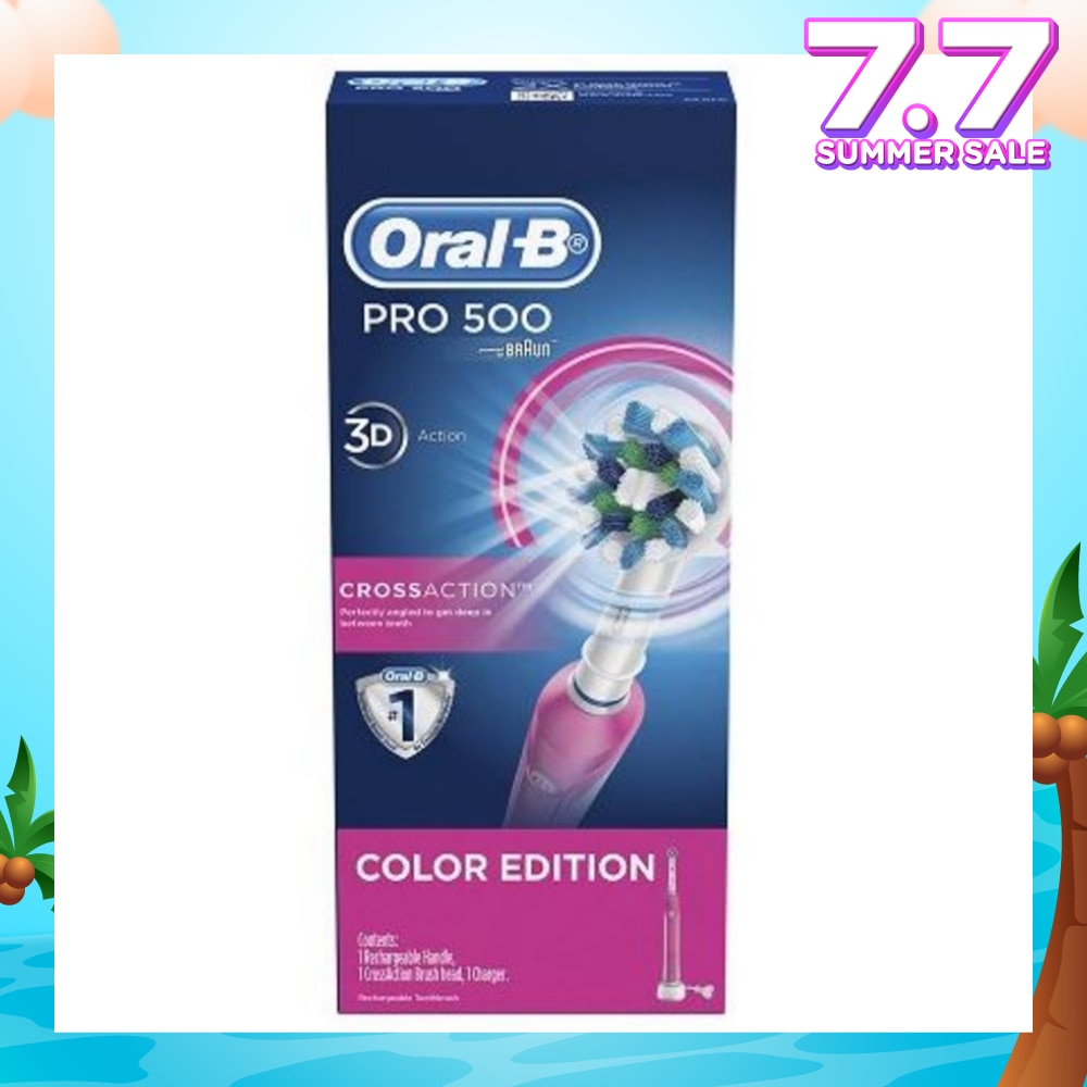 Pro 500 Pink CrossAction Electric Toothbrush Powered by Braun