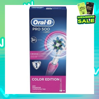 ORAL-B Pro 500 Pink CrossAction Electric Toothbrush Powered by Braun