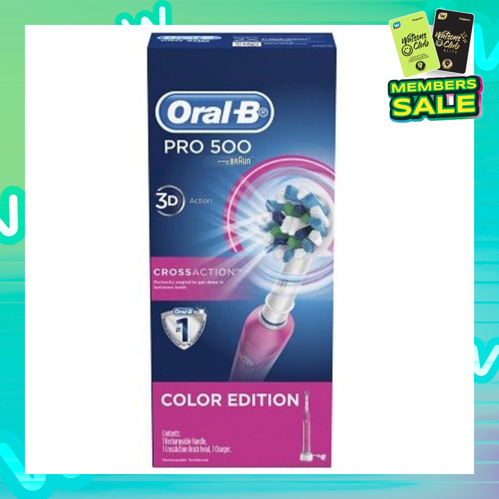 Pro 500 Pink CrossAction Electric Toothbrush Powered by Braun