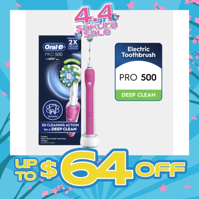 ORAL-B Pro 500 Pink Deep Clean Electric Toothbrush 1s