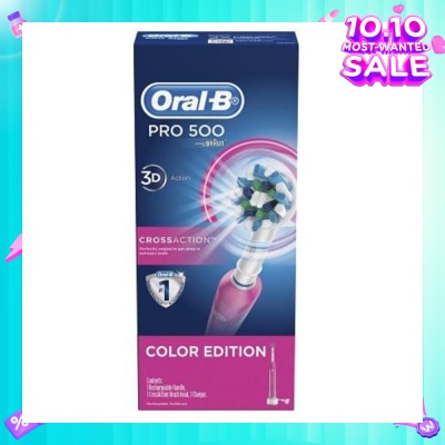 ORAL-B Pro 500 Pink CrossAction Electric Toothbrush Powered by Braun