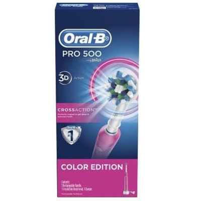 ORAL-B Pro 500 Pink CrossAction Electric Toothbrush Powered by Braun