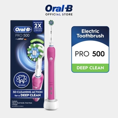 ORAL-B Pro 500 Pink Deep Clean Electric Toothbrush 1s