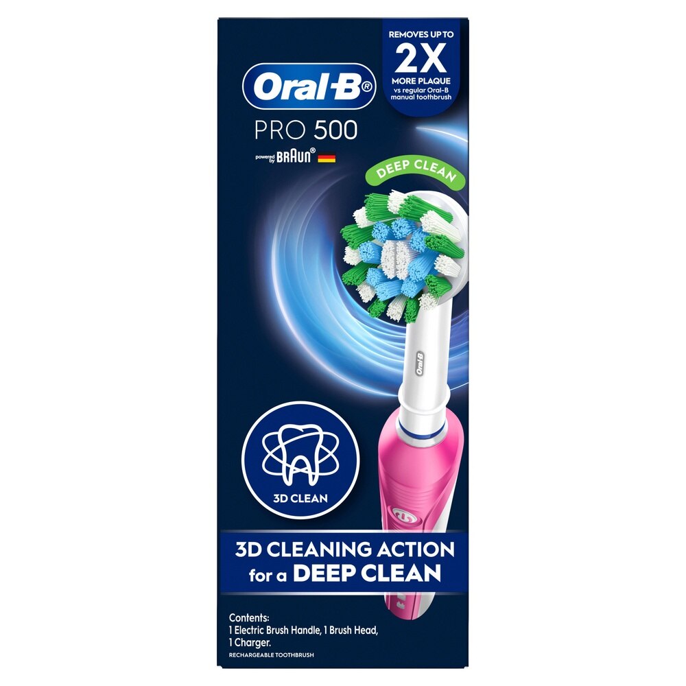 ORAL-B Pro 500 Pink Deep Clean Electric Toothbrush 1s | Oral