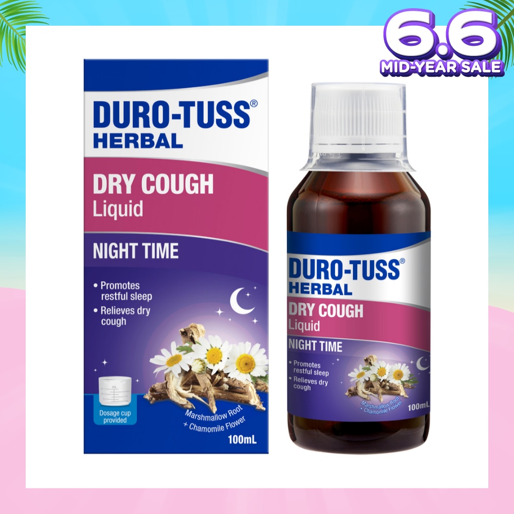 Herbal Dry Cough Liquid Night Time (To Relieves Dry Cough & Promotes Restful Sleep) 100ml