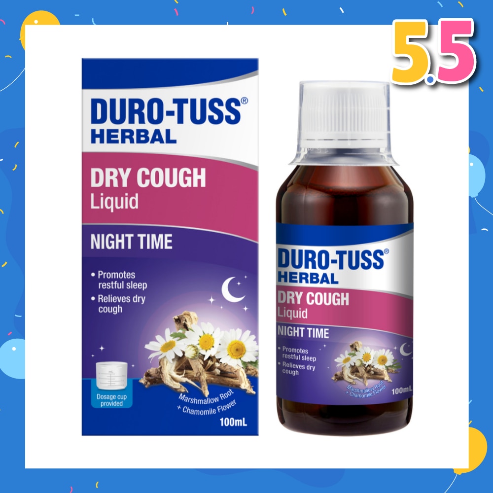 Herbal Dry Cough Liquid Night Time (To Relieves Dry Cough & Promotes Restful Sleep) 100ml