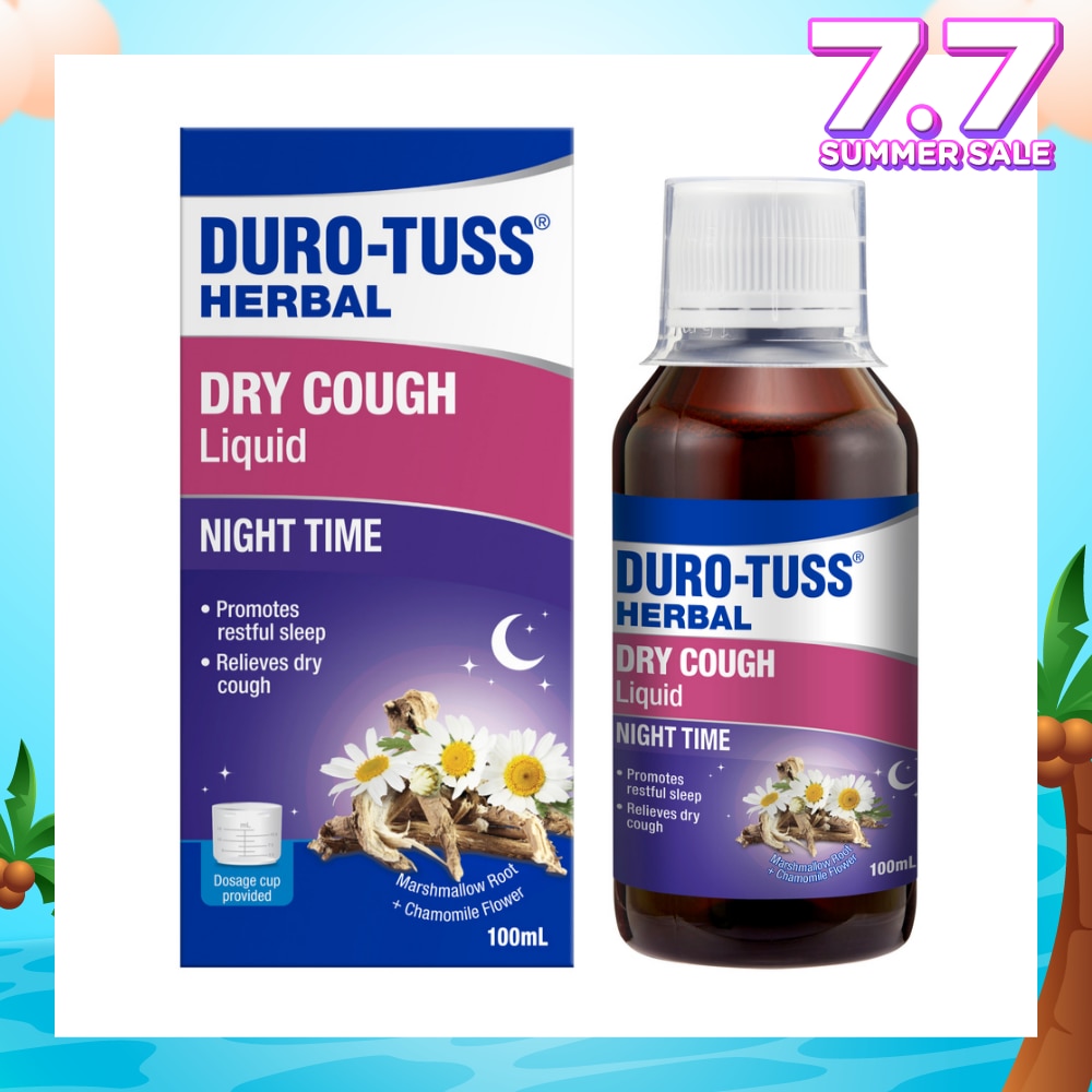Herbal Dry Cough Liquid Night Time (To Relieves Dry Cough & Promotes Restful Sleep) 100ml