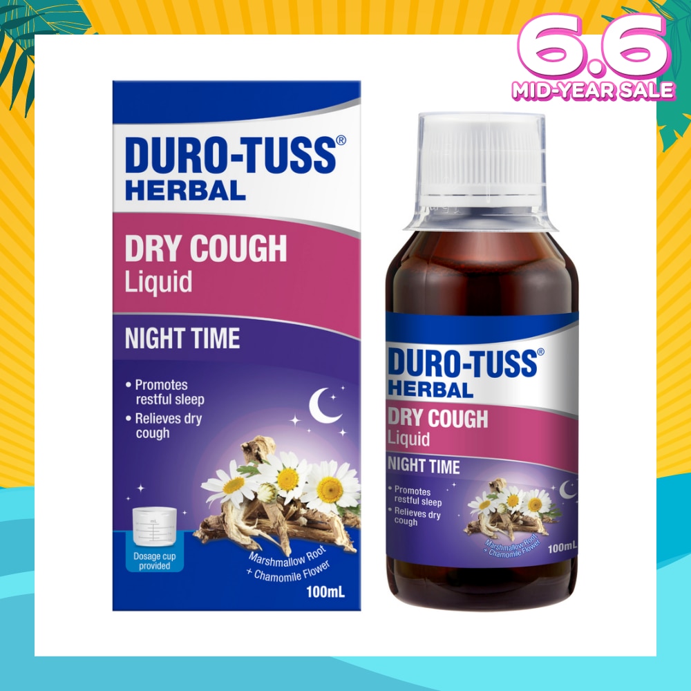 Herbal Dry Cough Liquid Night Time (To Relieves Dry Cough & Promotes Restful Sleep) 100ml
