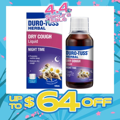 DURO-TUSS - Herbal Dry Cough Liquid Night Time (To Relieves Dry Cough & Promotes Restful Sleep) 100ml