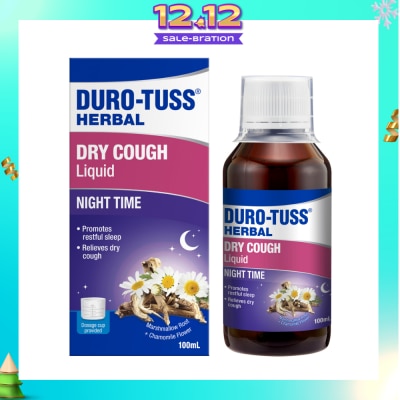 DURO-TUSS Herbal Dry Cough Liquid Night Time (To Relieves Dry Cough & Promotes Restful Sleep) 100ml