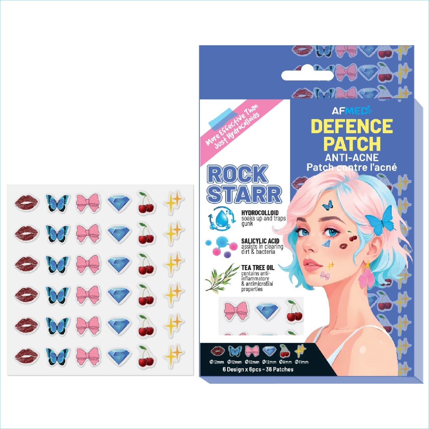 Rockstarr Defence Anti-Acne 6 Design Patch (With Salicylic Acid & Tea Tree Oil) 36s