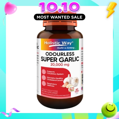 HOLISTIC WAY Premium Quality Odourless Super Garlic 20000mg 60 Vegetarian Capsules image