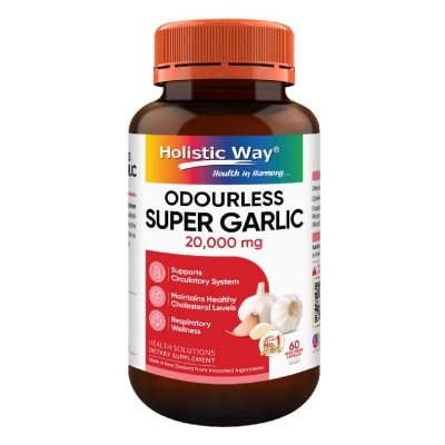 HOLISTIC WAY Premium Quality Odourless Super Garlic 20000mg 60 Vegetarian Capsules image