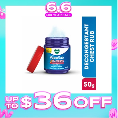 VICKS - VapoRub Xtra Strong Vaporizing Ointment (To Helps Relieve Cough & Cold Symptoms) 50g (Expiry: Apr`2027)