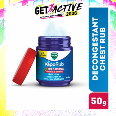 VICKS - VapoRub Xtra Strong Vaporizing Ointment (To Helps Relieve Cough & Cold Symptoms) 50g (Expiry: Apr`2027) image