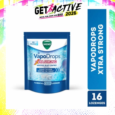 VICKS - VapoDrops Xtra Strong Menthol Blast Centres Lozenges (To Clears Nose & Soothing Throat) 16s (Expiry: Mar`2027) image