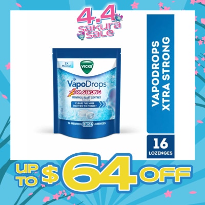 VICKS - VapoDrops Xtra Strong Menthol Blast Centres Lozenges (To Clears Nose & Soothing Throat) 16s