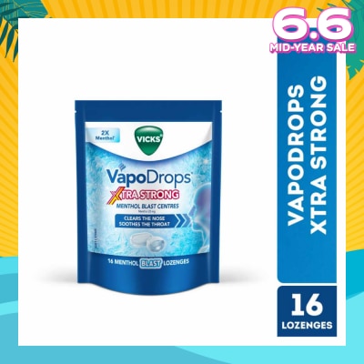 VICKS VapoDrops Xtra Strong Menthol Blast Centres Lozenges (To Clears Nose & Soothing Throat) 16s