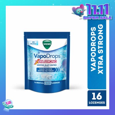 VICKS VapoDrops Xtra Strong Menthol Blast Centres Lozenges (To Clears Nose & Soothing Throat) 16s