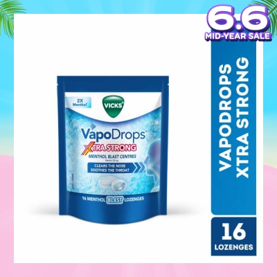 VICKS VapoDrops Xtra Strong Menthol Blast Centres Lozenges (To Clears Nose & Soothing Throat) 16s