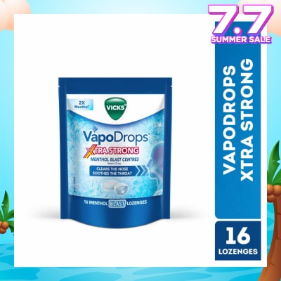 VICKS VapoDrops Xtra Strong Menthol Blast Centres Lozenges (To Clears Nose & Soothing Throat) 16s