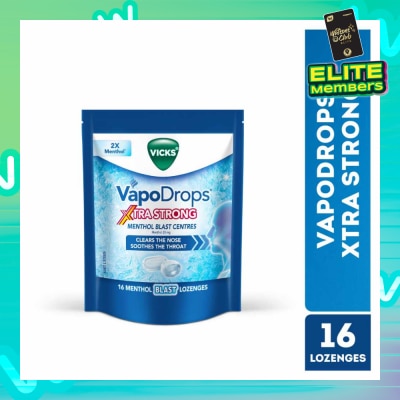 VICKS VapoDrops Xtra Strong Menthol Blast Centres Lozenges (To Clears Nose & Soothing Throat) 16s
