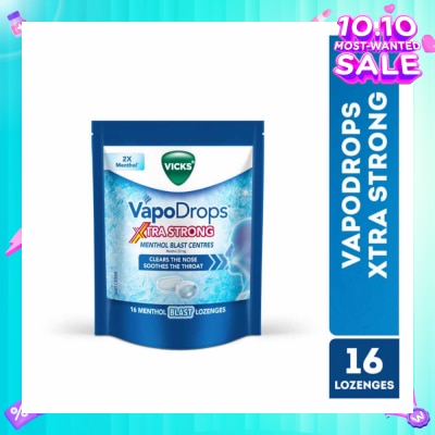 VICKS VapoDrops Xtra Strong Menthol Blast Centres Lozenges (To Clears Nose & Soothing Throat) 16s