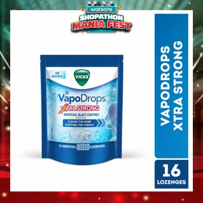 VICKS - VapoDrops Xtra Strong Menthol Blast Centres Lozenges (To Clears Nose & Soothing Throat) 16s (Expiry: Mar`2027)