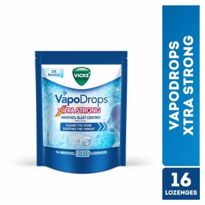 VICKS VapoDrops Xtra Strong Menthol Blast Centres Lozenges (To Clears Nose & Soothing Throat) 16s