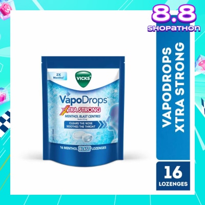 VICKS VapoDrops Xtra Strong Menthol Blast Centres Lozenges (To Clears Nose & Soothing Throat) 16s