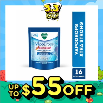 VICKS VapoDrops Xtra Strong Menthol Blast Centres Lozenges (To Clears Nose & Soothing Throat) 16s