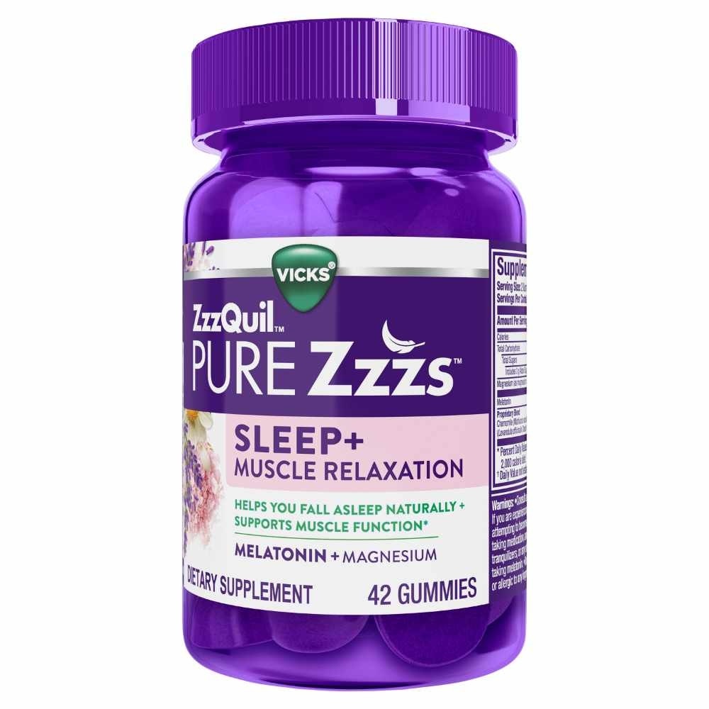 Pure Zzz's Sleep + Muscle Relaxation With Melatonin & Magnesium Gummy (To Helps Fall Asleep Naturally & Supports Muscle Function) 42s