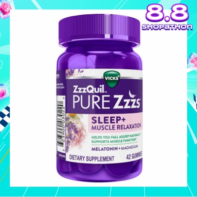 ZZZQUIL Pure Zzz's Sleep + Muscle Relaxation With Melatonin & Magnesium Gummy (To Helps Fall Asleep Naturally & Supports Muscle Function) 42s