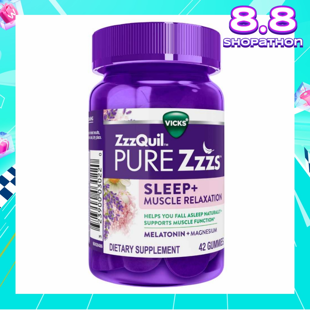 Pure Zzz's Sleep + Muscle Relaxation With Melatonin & Magnesium Gummy (To Helps Fall Asleep Naturally & Supports Muscle Function) 42s