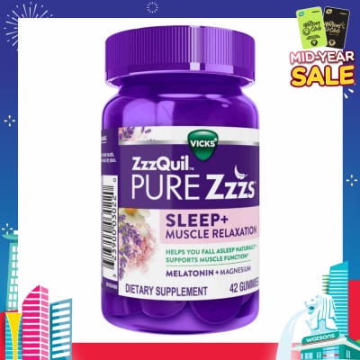 ZZZQUIL Pure Zzz's Sleep + Muscle Relaxation With Melatonin & Magnesium Gummy (To Helps Fall Asleep Naturally & Supports Muscle Function) 42s