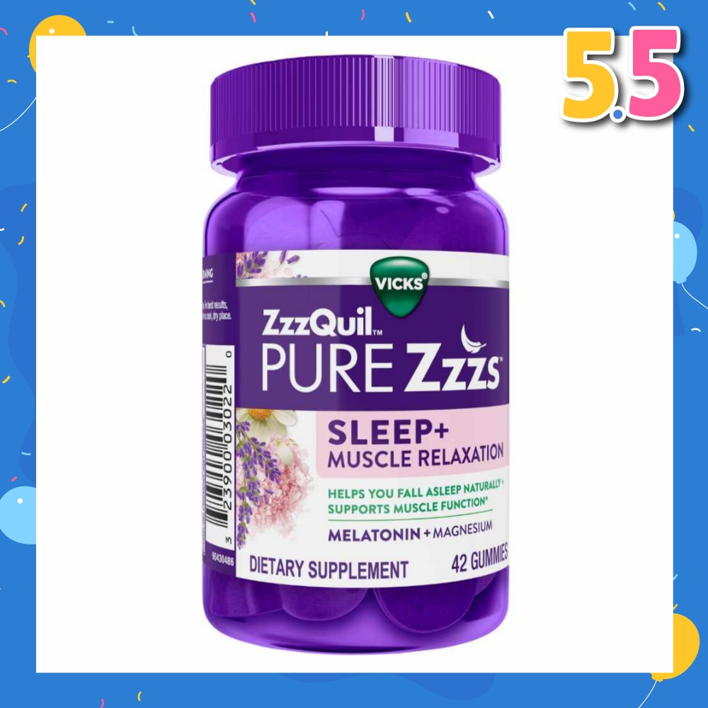 Pure Zzz's Sleep + Muscle Relaxation With Melatonin & Magnesium Gummy (To Helps Fall Asleep Naturally & Supports Muscle Function) 42s