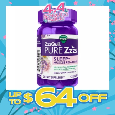 ZZZQUIL - Pure Zzz's Sleep + Muscle Relaxation With Melatonin & Magnesium Gummy (To Helps Fall Asleep Naturally & Supports Muscle Function) 42s (Expiry: Oct`2026)