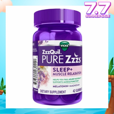 ZZZQUIL Pure Zzz's Sleep + Muscle Relaxation With Melatonin & Magnesium Gummy (To Helps Fall Asleep Naturally & Supports Muscle Function) 42s