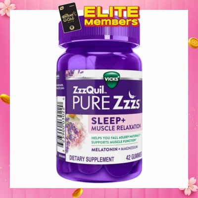 ZZZQUIL Pure Zzz's Sleep + Muscle Relaxation With Melatonin & Magnesium Gummy (To Helps Fall Asleep Naturally & Supports Muscle Function) 42s (Expiry: Oct`2026)