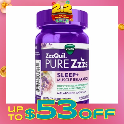 ZZZQUIL Pure Zzz's Sleep + Muscle Relaxation With Melatonin & Magnesium Gummy (To Helps Fall Asleep Naturally & Supports Muscle Function) 42s (Expiry: Oct`2026)