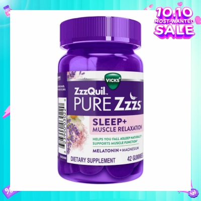 ZZZQUIL Pure Zzz's Sleep + Muscle Relaxation With Melatonin & Magnesium Gummy (To Helps Fall Asleep Naturally & Supports Muscle Function) 42s