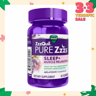 ZZZQUIL Pure Zzz's Sleep + Muscle Relaxation With Melatonin & Magnesium Gummy (To Helps Fall Asleep Naturally & Supports Muscle Function) 42s