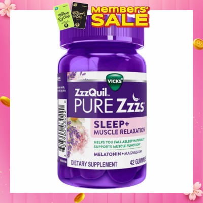 ZZZQUIL Pure Zzz's Sleep + Muscle Relaxation With Melatonin & Magnesium Gummy (To Helps Fall Asleep Naturally & Supports Muscle Function) 42s (Expiry: Oct`2026)