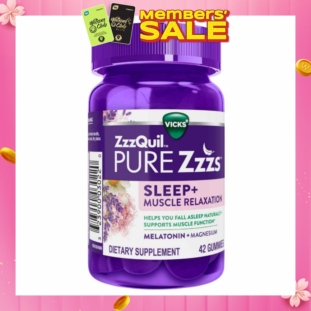 Pure Zzz's Sleep + Muscle Relaxation With Melatonin & Magnesium Gummy (To Helps Fall Asleep Naturally & Supports Muscle Function) 42s (Expiry: Oct`2026)