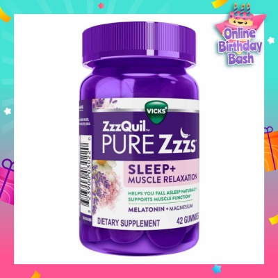 ZZZQUIL Pure Zzz's Sleep + Muscle Relaxation With Melatonin & Magnesium Gummy (To Helps Fall Asleep Naturally & Supports Muscle Function) 42s