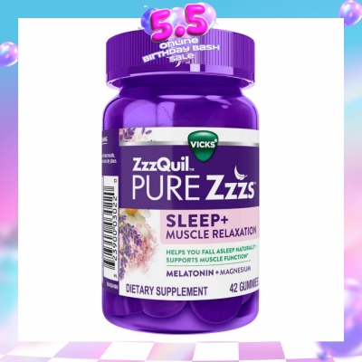 ZZZQUIL - Pure Zzz's Sleep + Muscle Relaxation With Melatonin & Magnesium Gummy (To Helps Fall Asleep Naturally & Supports Muscle Function) 42s (Expiry: Oct`2026)