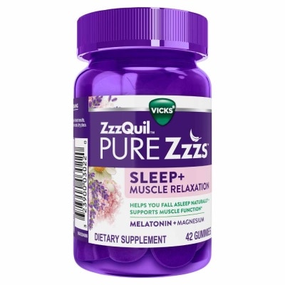 ZZZQUIL Pure Zzz's Sleep + Muscle Relaxation With Melatonin & Magnesium Gummy (To Helps Fall Asleep Naturally & Supports Muscle Function) 42s