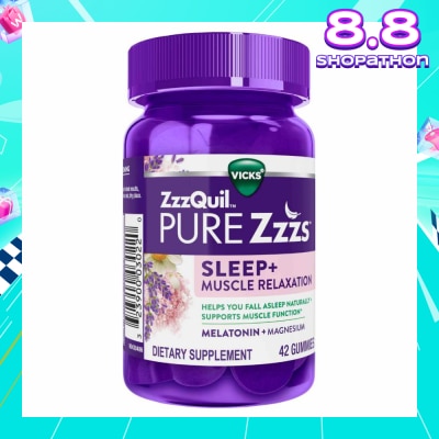 ZZZQUIL Pure Zzz's Sleep + Muscle Relaxation With Melatonin & Magnesium Gummy (To Helps Fall Asleep Naturally & Supports Muscle Function) 42s