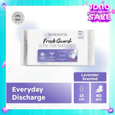 WATSONS Fresh Guard+ Ultra Thin Pantyliner Lavender 15cm 40s