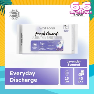 WATSONS Fresh Guard+ Ultra Thin Pantyliner Lavender 15cm 40s